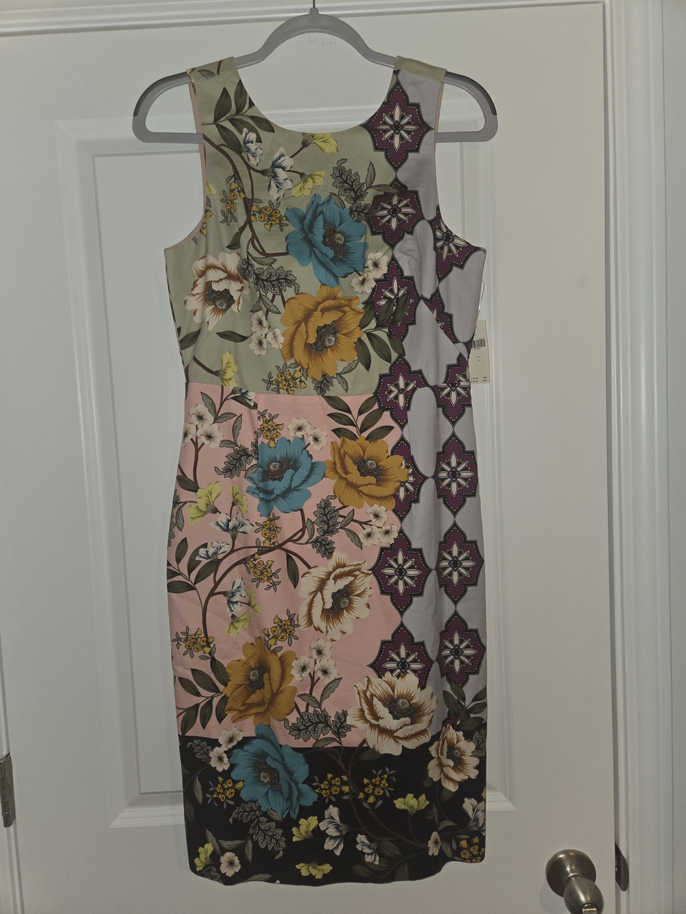 Maeve Anthropologie Floral Patchwork Sheath Dress Size 6 Colorblock Midi
